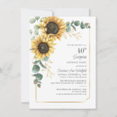 Zonnebloem Eucalyptus Floral 40e verjaardag Kaart (Voorkant)