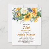 Zonnebloem Eucalyptus Floral 75e verjaardag Kaart (Voorkant)