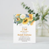 Zonnebloem Eucalyptus Floral 75e verjaardag Kaart (Staand voorkant)