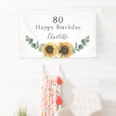 Zonnebloem Eucalyptus Floral 80e verjaardag Spandoek (Insitu)