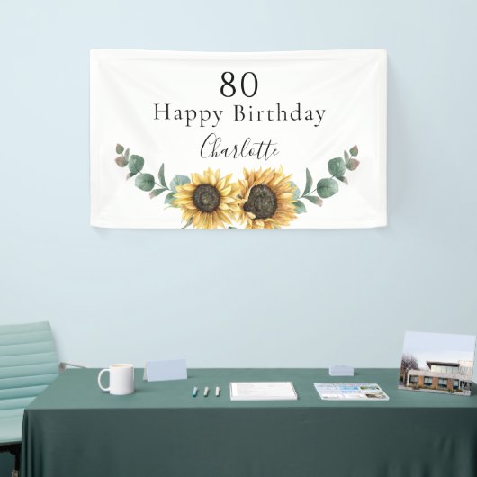 Zonnebloem Eucalyptus Floral 80e verjaardag Spandoek (Beurs)