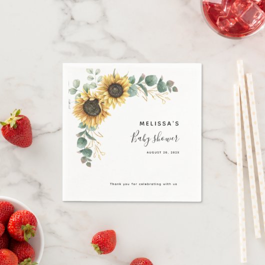 Zonnebloem Eucalyptus Floral Baby shower Servet (Insitu)