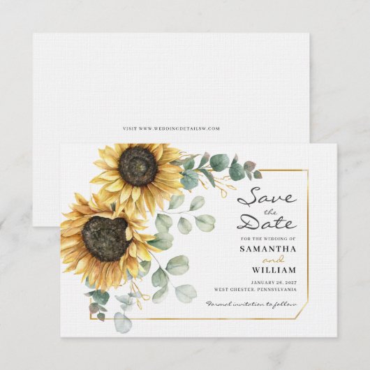 Zonnebloem Eucalyptus Floral behalve de datum Notitiekaartje (Voorkant / Achterkant)