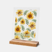 Zonnebloem Eucalyptus Floral Botanical Wedding Acryl Bord (Hoek)