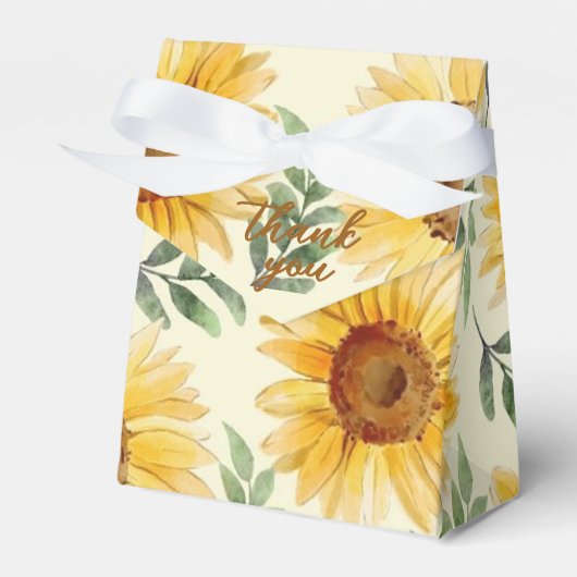 Zonnebloem Eucalyptus Floral Botanical Wedding Bedankdoosjes (Voorkant Zijde)