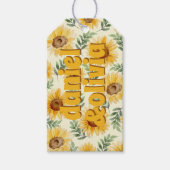 Zonnebloem Eucalyptus Floral Botanical Wedding Cadeaulabel (Voorkant)