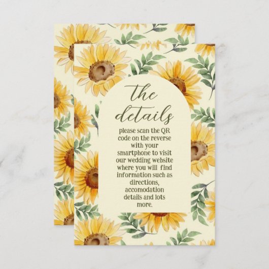 Zonnebloem Eucalyptus Floral Botanical Wedding Informatiekaartje (Voorkant / Achterkant)