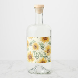 Zonnebloem Eucalyptus Floral Botanical Wedding Likeurfles Etiket