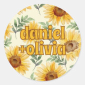 Zonnebloem Eucalyptus Floral Botanical Wedding Ronde Sticker (Voorkant)