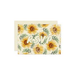 Zonnebloem Eucalyptus Floral Botanical Wedding RSVP Kaartje