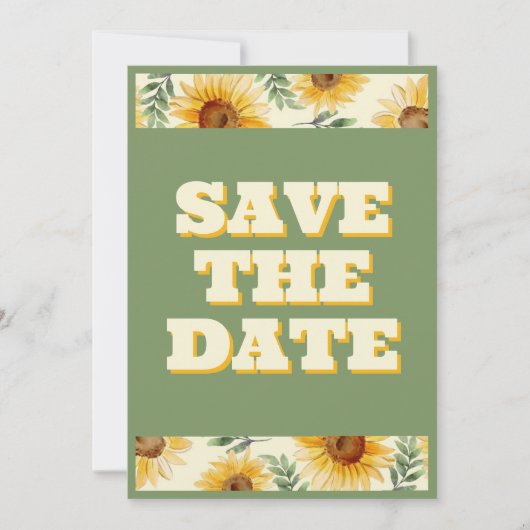 Zonnebloem Eucalyptus Floral Botanical Wedding Save The Date (Voorkant)