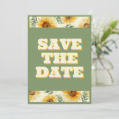 Zonnebloem Eucalyptus Floral Botanical Wedding Save The Date (Staand voorkant)