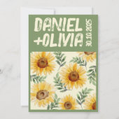 Zonnebloem Eucalyptus Floral Botanical Wedding Save The Date (Achterkant)