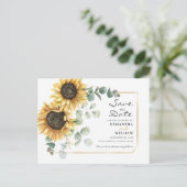 Zonnebloem Eucalyptus Floral botanisch behalve de Aankondigingskaart (Staand voorkant)