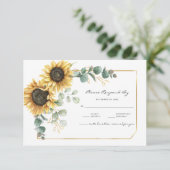 Zonnebloem Eucalyptus Floral Botanisch RSVP Kaartje (Staand voorkant)