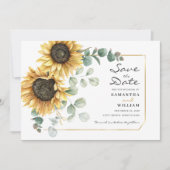 Zonnebloem Eucalyptus Floral Botanisch Save The Date (Voorkant)