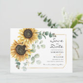 Zonnebloem Eucalyptus Floral Botanisch Save The Date (Staand voorkant)