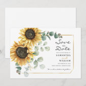 Zonnebloem Eucalyptus Floral Botanisch Save The Date (Voorkant / Achterkant)