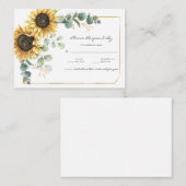Zonnebloem Eucalyptus Floral Botanische RSVP Notitiekaartje (Voorkant / Achterkant)