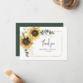 Zonnebloem Eucalyptus Floral Dank u Notitiekaartje (Voorkant / Achterkant in situ)