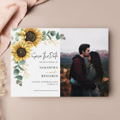 Zonnebloem Eucalyptus Floral Foto Weduwschap Save The Date