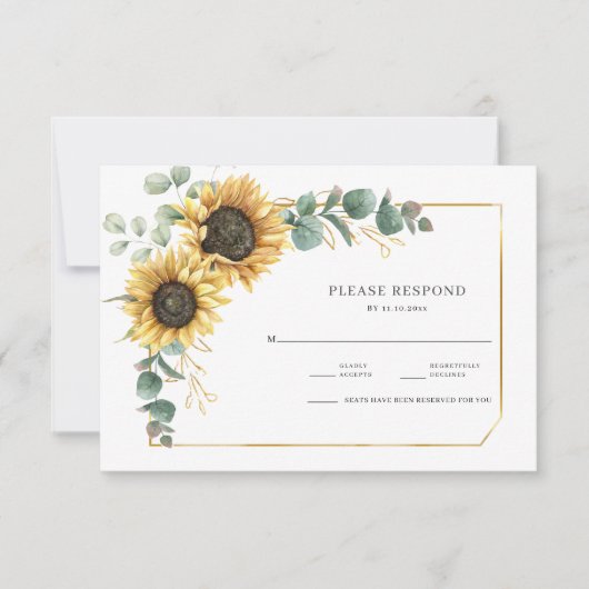 Zonnebloem Eucalyptus Floral Greenery RSVP Kaartje (Voorkant)