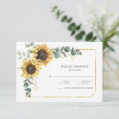Zonnebloem Eucalyptus Floral Greenery RSVP Kaartje (Staand voorkant)