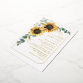 Zonnebloem Eucalyptus Floral Greenery Wedding Gold Folie Uitnodiging (Gedraaid)