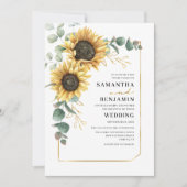 Zonnebloem Eucalyptus Floral Greenery Wedding Kaart (Voorkant)