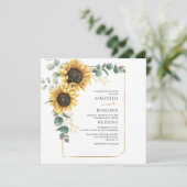 Zonnebloem Eucalyptus Floral Greenery Wedding Kaart (Staand voorkant)