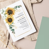 Zonnebloem Eucalyptus Floral Greenery Wedding Kaart