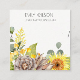 ZONNEBLOEM EUCALYPTUS FLORAL KETTING DISPLAY LOGO VIERKANTE VISITEKAARTJE