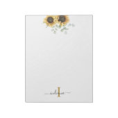 Zonnebloem Eucalyptus Floral Monogram Stijlvol Notitieblok (Linkerzijde)