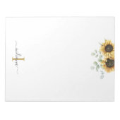 Zonnebloem Eucalyptus Floral Monogram Stijlvol Notitieblok (Voorkant)
