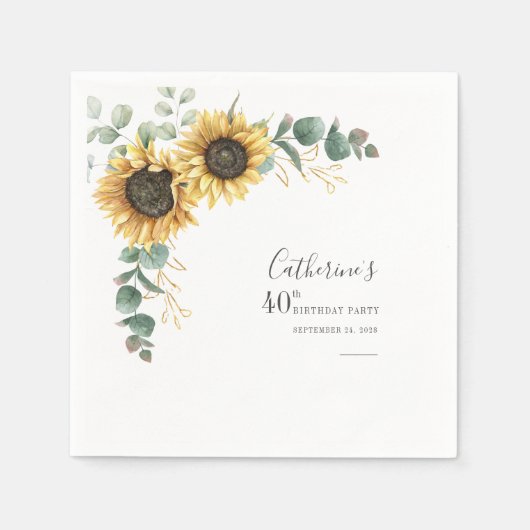 Zonnebloem Eucalyptus Floral paper Servet (Voorkant)