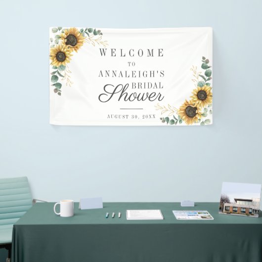 Zonnebloem Eucalyptus Floral Rustisch Vrijgezellen Spandoek