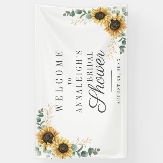 Zonnebloem Eucalyptus Floral Rustisch Vrijgezellen Spandoek (Verticaal)