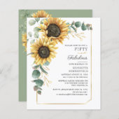 Zonnebloem Eucalyptus Floral Script 50th Birthday  (Voorkant / Achterkant)