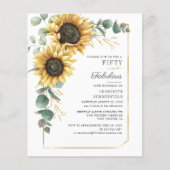 Zonnebloem Eucalyptus Floral Script 50th Birthday  (Voorkant)