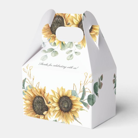 Zonnebloem Eucalyptus Floral Script Vrijgezellenfe Bedankdoosjes (Achterkant)