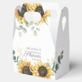 Zonnebloem Eucalyptus Floral Script Vrijgezellenfe Bedankdoosjes (Geopend)