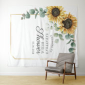 Zonnebloem Eucalyptus Floral Script Vrijgezellenfe Wandkleed (In Situ (horizontaal))