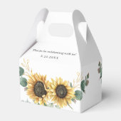 Zonnebloem Eucalyptus Floral Script Weduwschap Bedankdoosjes (Achterkant)