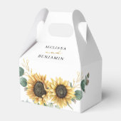 Zonnebloem Eucalyptus Floral Script Weduwschap Bedankdoosjes (Voorkant Zijde)