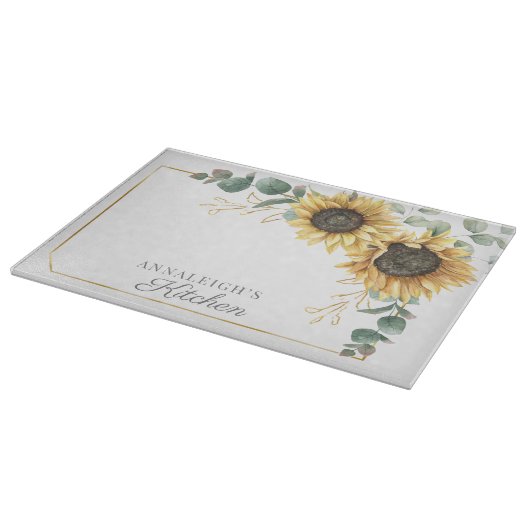 Zonnebloem Eucalyptus Floral Snijplank (Hoek)