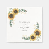 Zonnebloem Eucalyptus Floral Weddenschap Paper Servet (Voorkant)