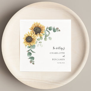 Zonnebloem Eucalyptus Floral Weddenschap Paper Servet