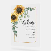Zonnebloem Eucalyptus Floral Weddenschap Welkom Acryl Bord (Hoek)