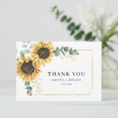 Zonnebloem Eucalyptus Floral Wedding Bedankkaart (Staand voorkant)