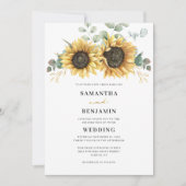 Zonnebloem Eucalyptus Floral Wedding Kaart (Voorkant)